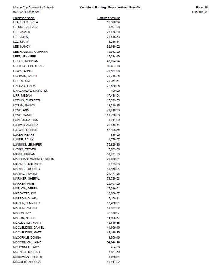 Mason City salaries